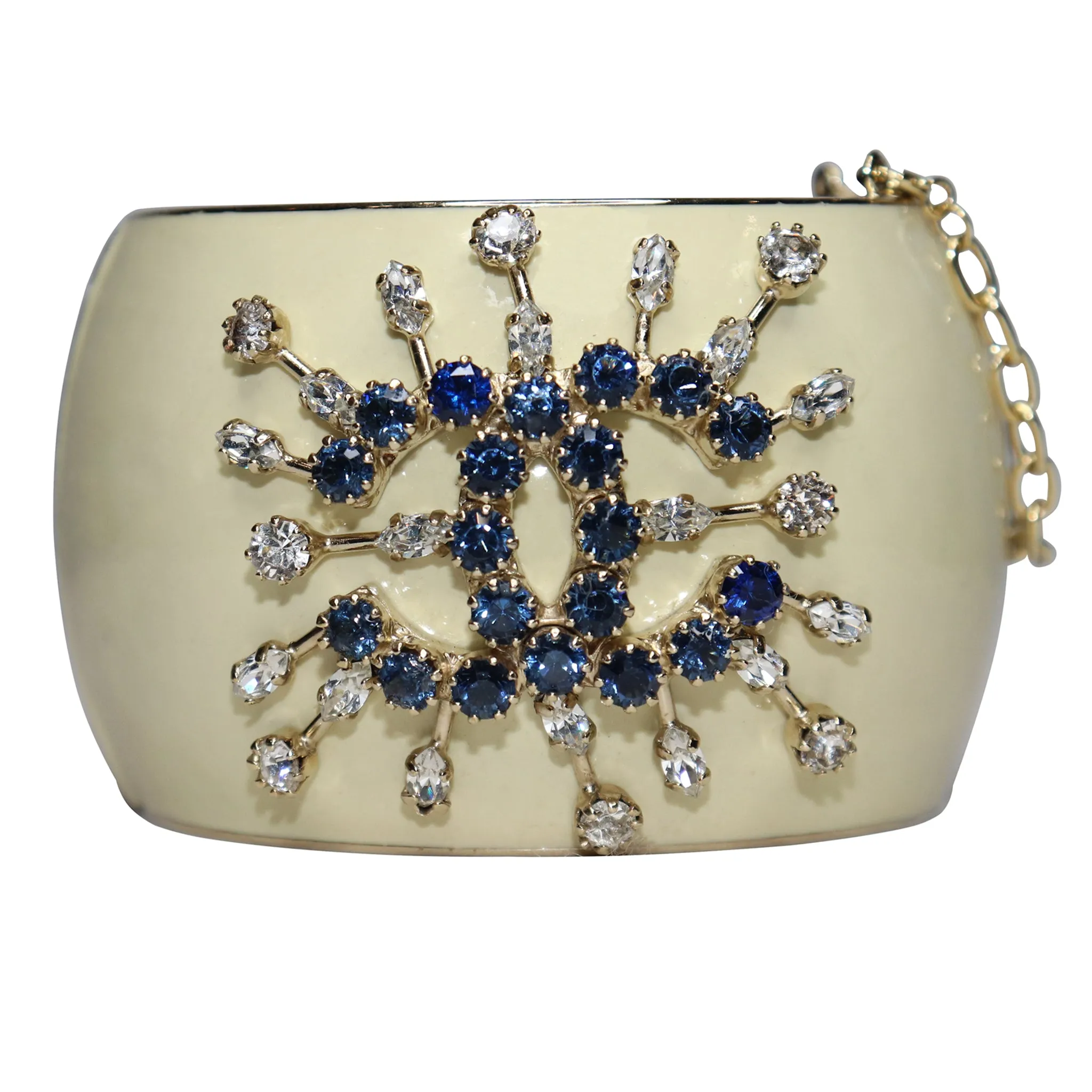 Chanel Cream Bracelet with Rhinestone Jeweled 'CC' Logo and  Star