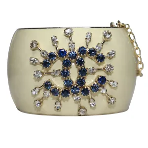 Chanel Cream Bracelet with Rhinestone Jeweled 'CC' Logo and  Star