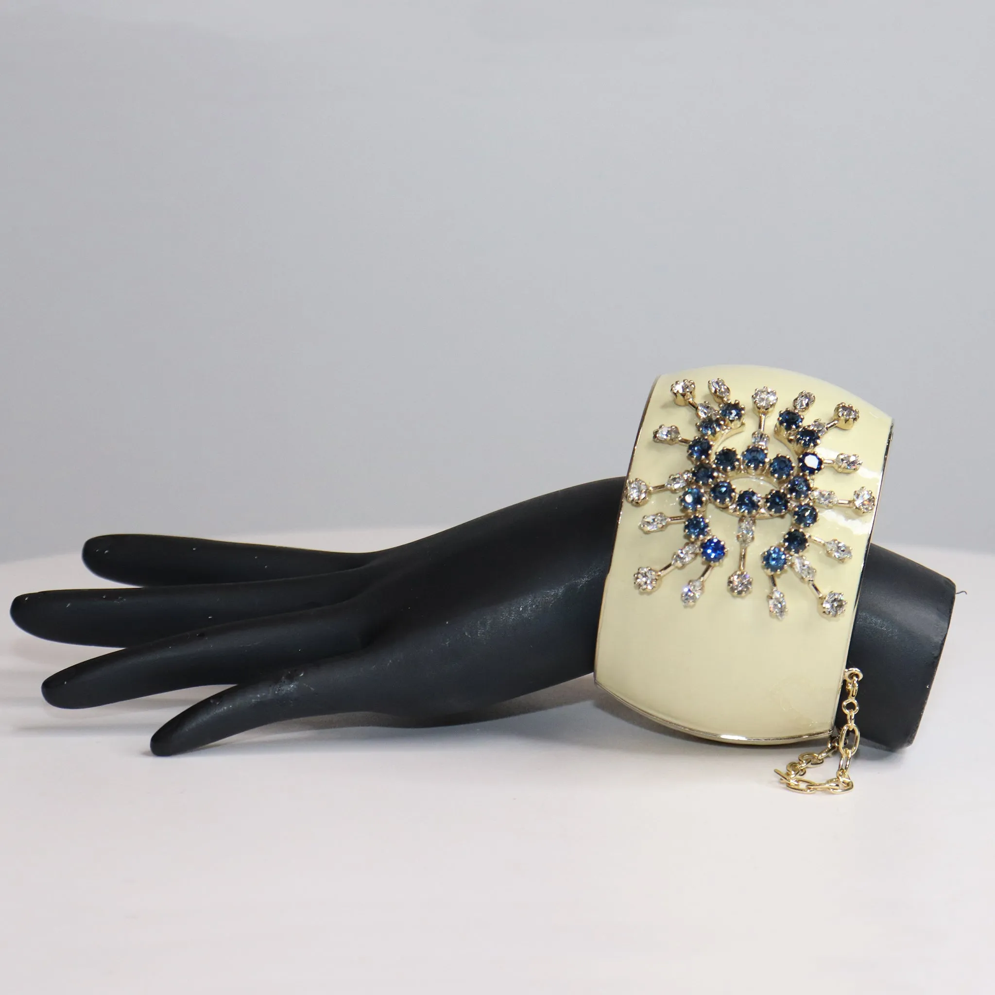 Chanel Cream Bracelet with Rhinestone Jeweled 'CC' Logo and  Star