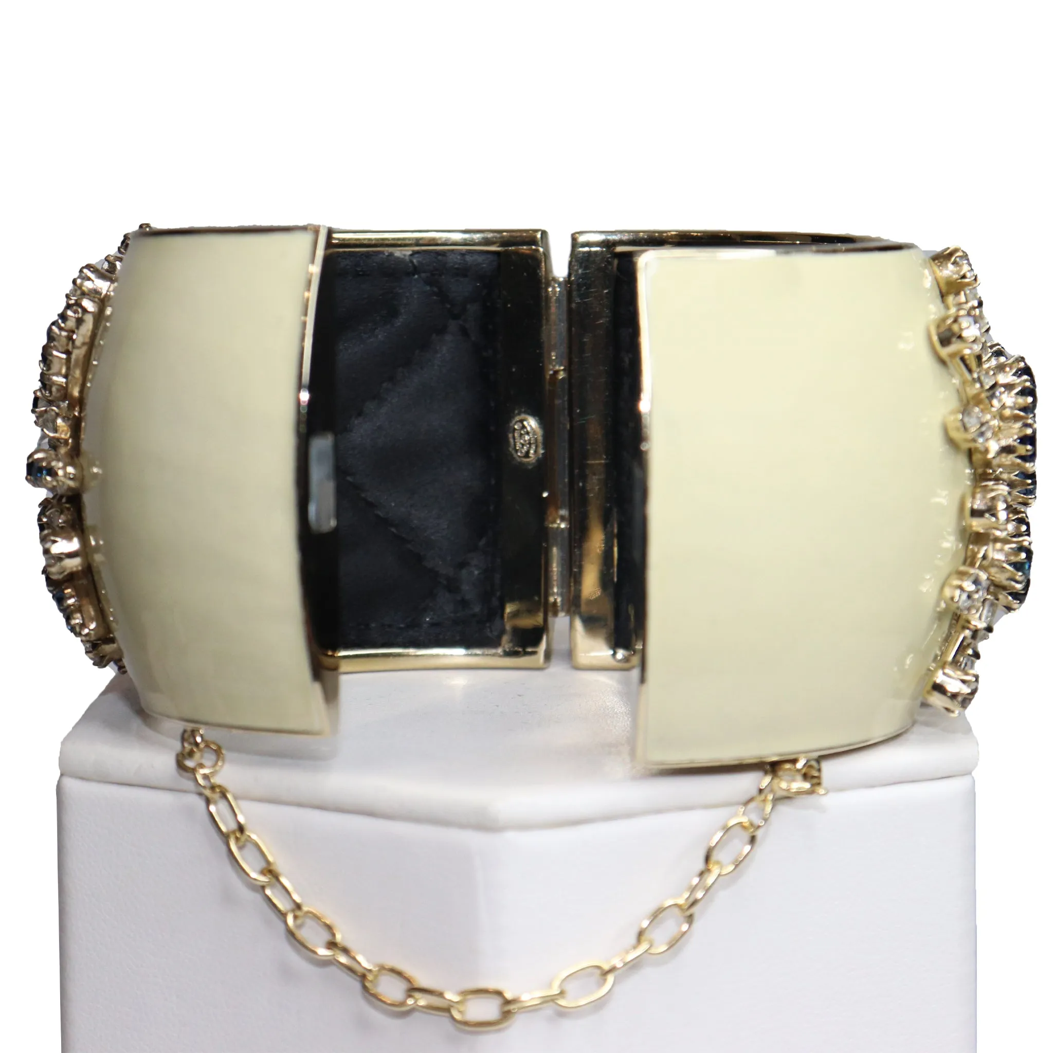 Chanel Cream Bracelet with Rhinestone Jeweled 'CC' Logo and  Star