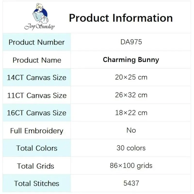Charming Rabbit Cartoon Animal Pattern - Cross Stitch Kit