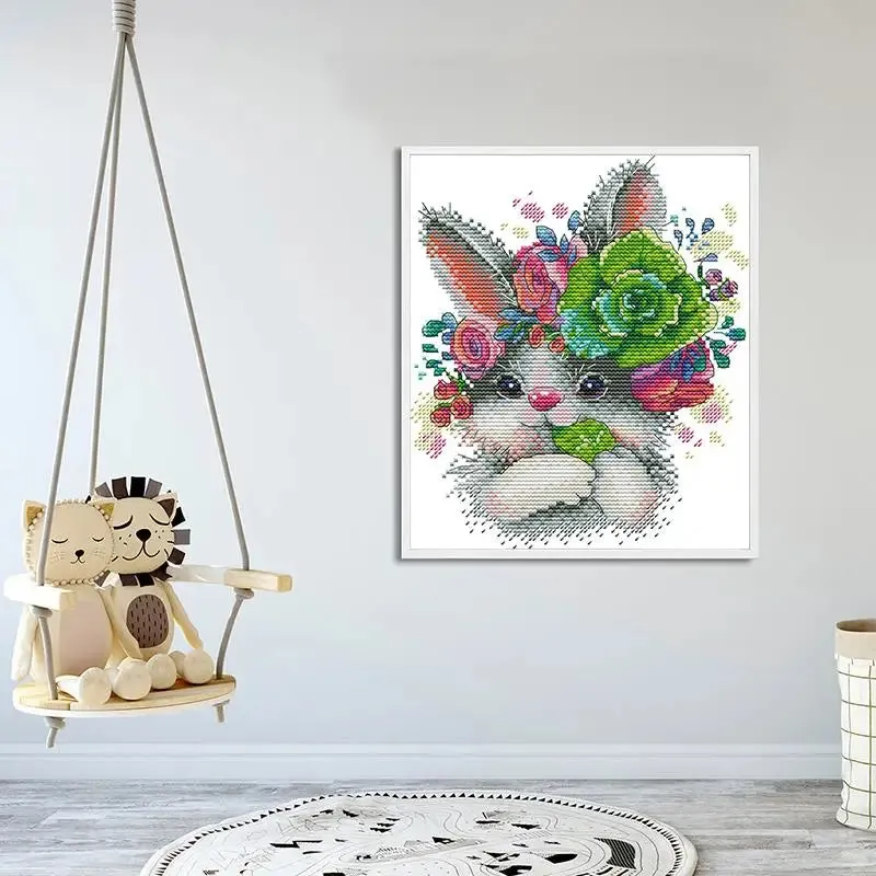 Charming Rabbit Cartoon Animal Pattern - Cross Stitch Kit