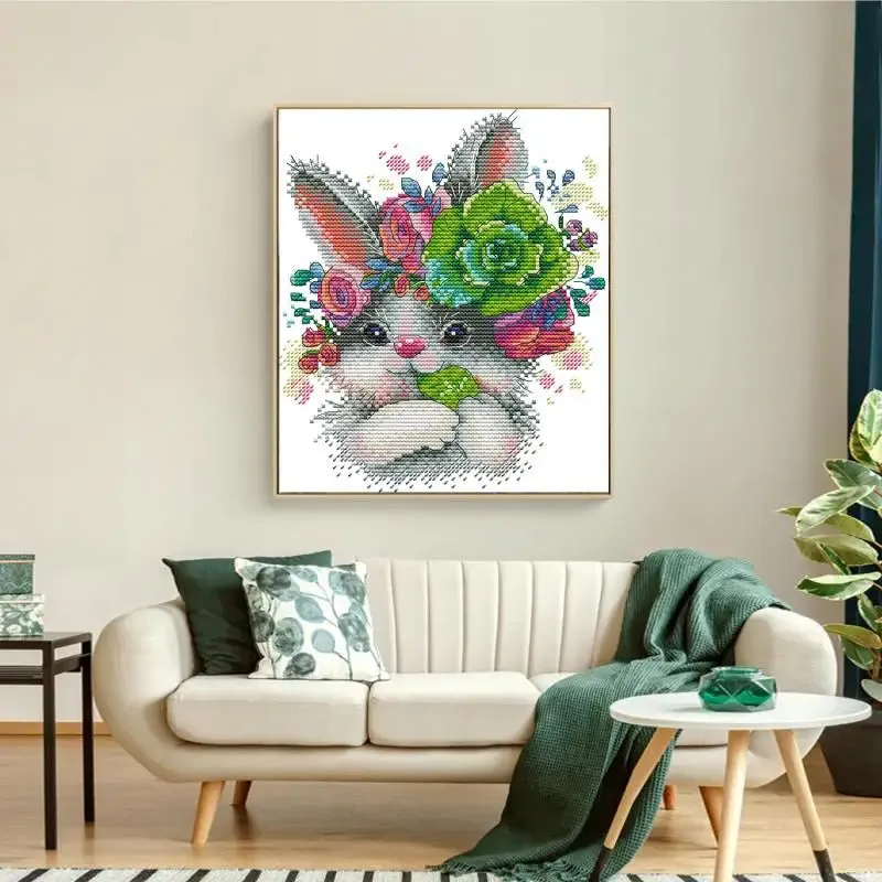 Charming Rabbit Cartoon Animal Pattern - Cross Stitch Kit