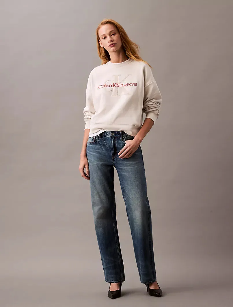 Chenille Monogram Logo Fleece Crewneck Sweatshirt