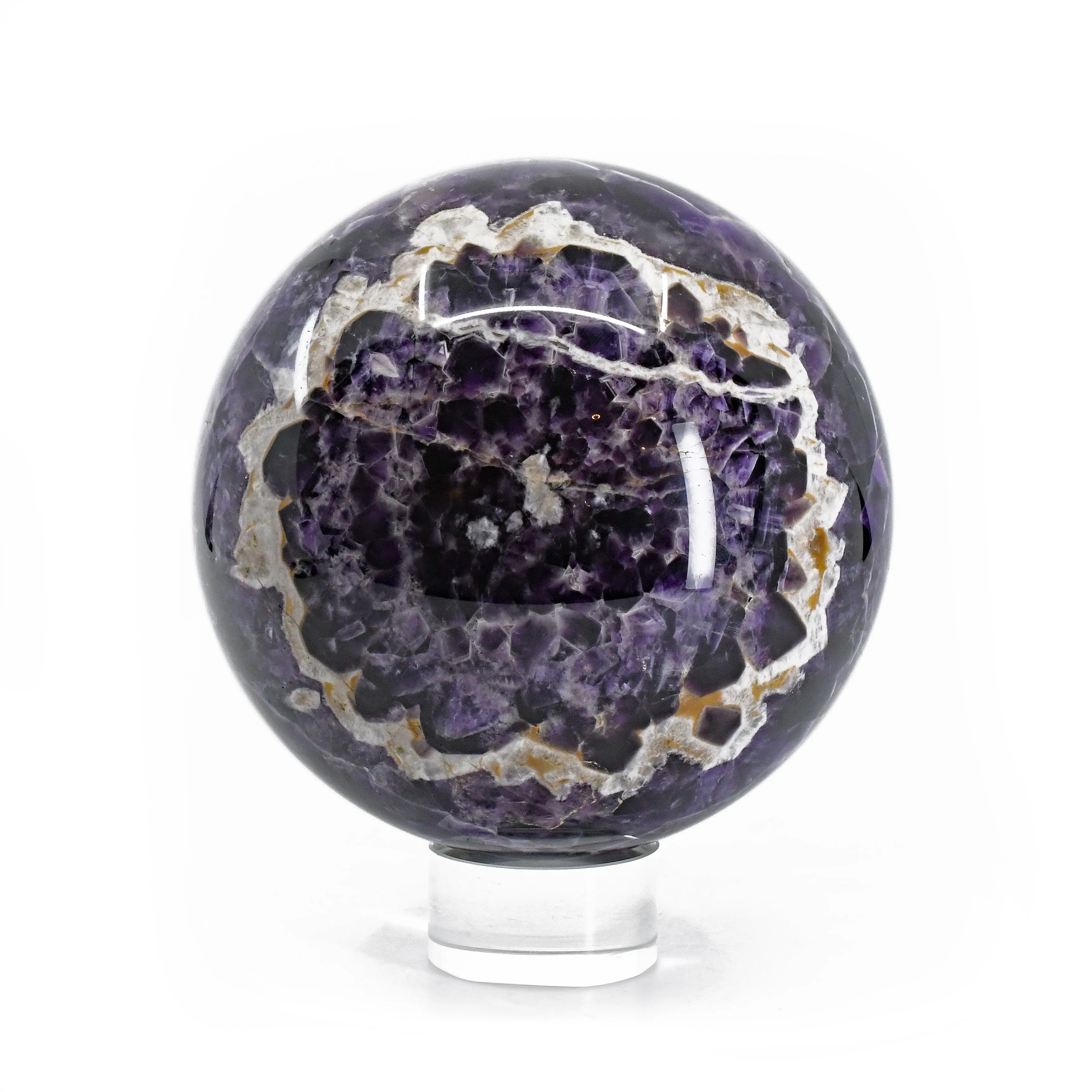 Chevron Amethyst 4.4 inch 4.37 lb Polished Crystal Sphere - Tanzania