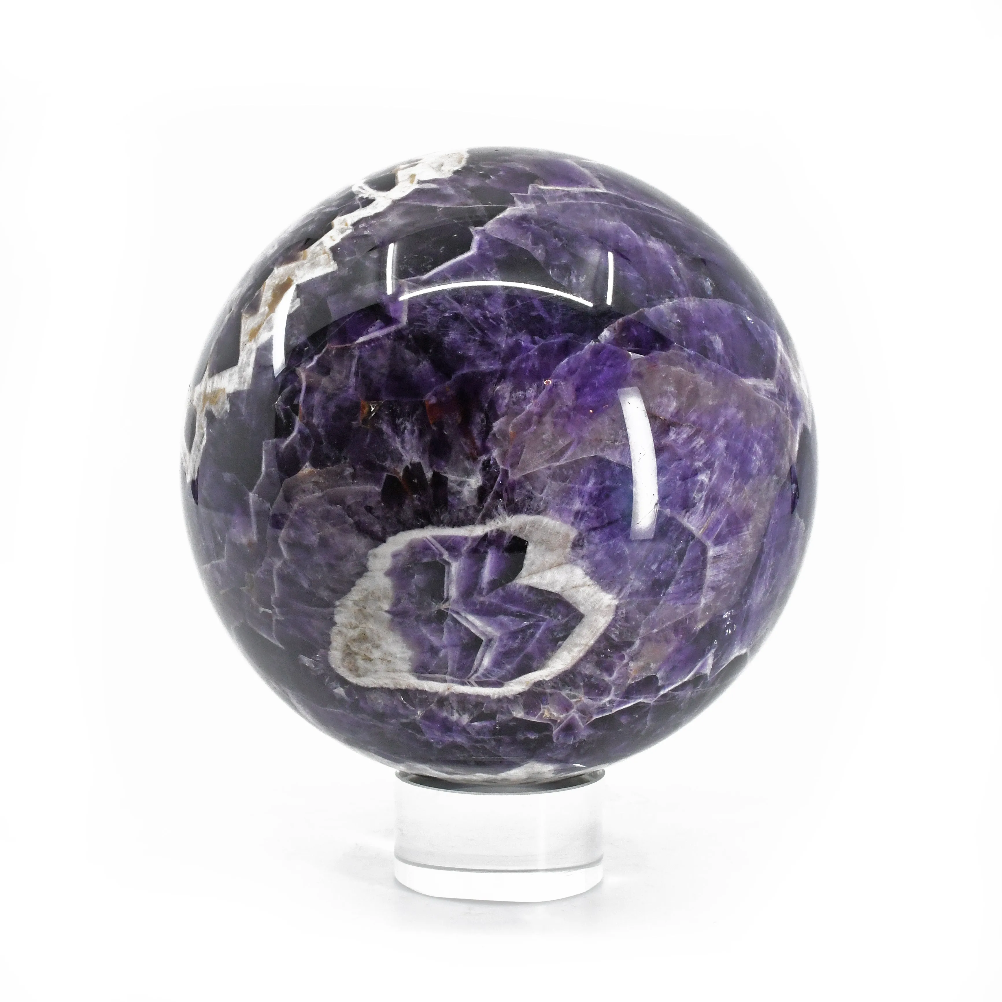 Chevron Amethyst 4.4 inch 4.37 lb Polished Crystal Sphere - Tanzania
