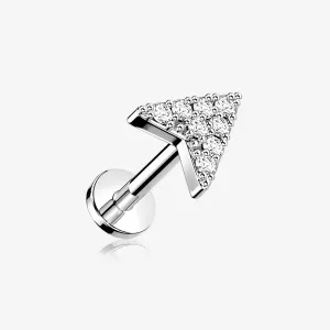 Chevron Arrow Sparkle Top Internally Threaded Steel Flat Back Stud Labret