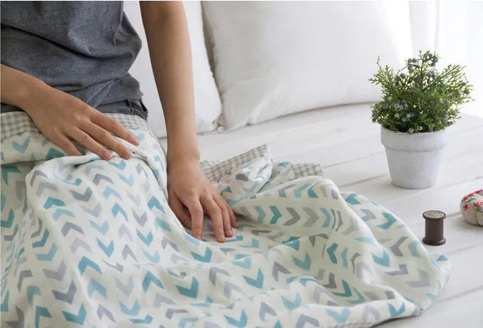 Chevron Cotton Double Gauze Fabric, Geometric Gauze Fabric, Quality Korean Fabric - Blue - By the Yard /54465