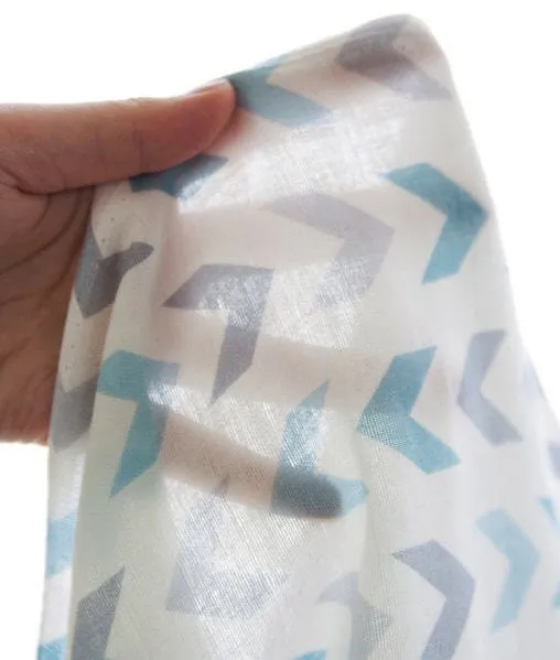 Chevron Cotton Double Gauze Fabric, Geometric Gauze Fabric, Quality Korean Fabric - Blue - By the Yard /54465