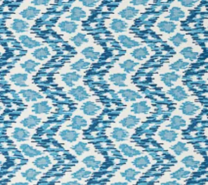 China Seas Fabric: Zizi Vertical - Custom Blues on White 100% Linen