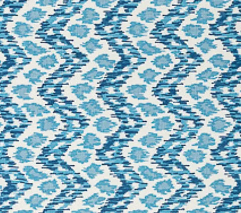 China Seas Fabric: Zizi Vertical - Custom Blues on White 100% Linen