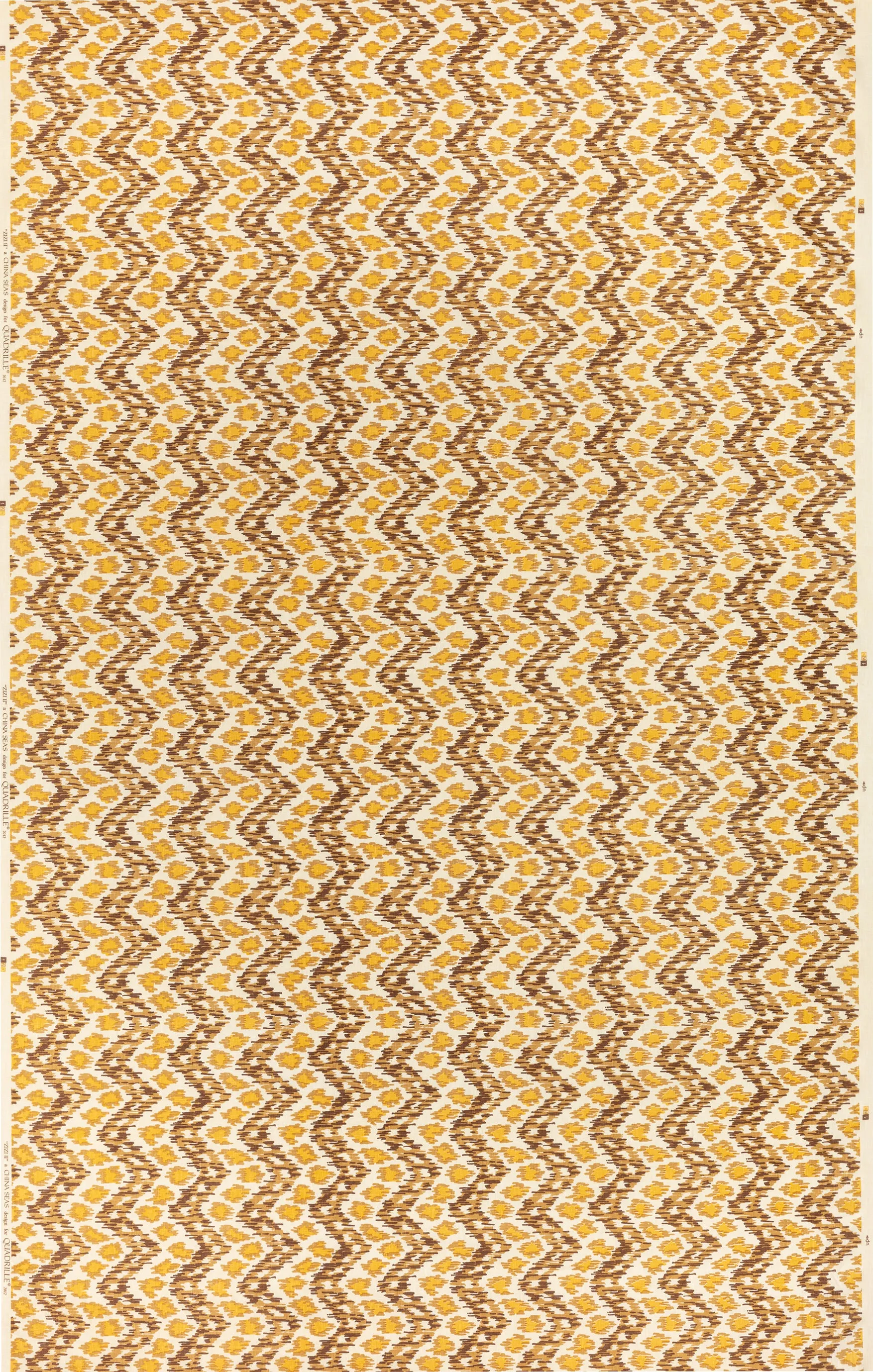 China Seas Fabric: Zizi Vertical - Custom Brown / Camel / Gold on Tinted 100% Linen