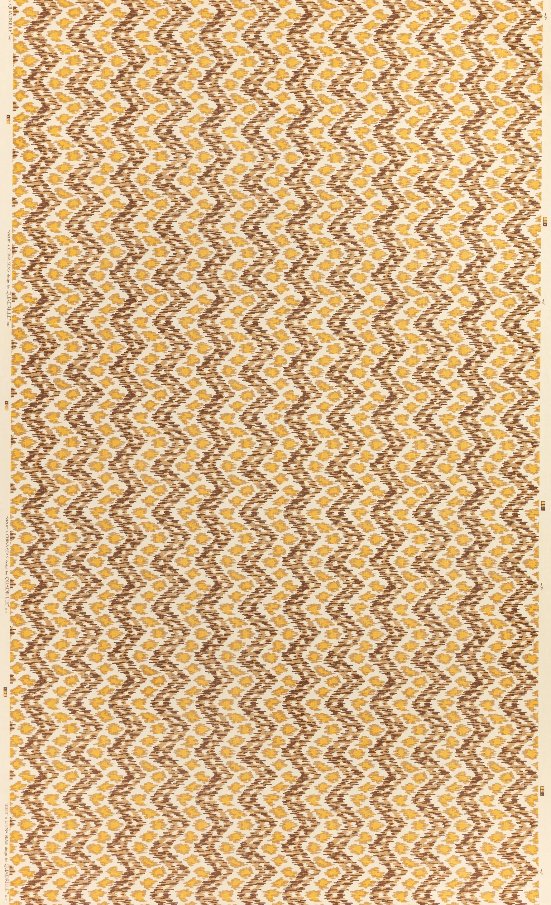 China Seas Fabric: Zizi Vertical - Custom Brown / Camel / Gold on Tinted 100% Linen