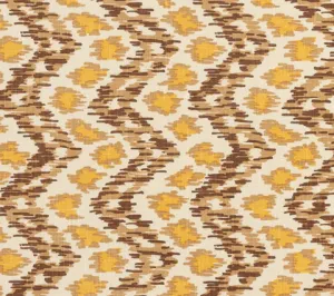 China Seas Fabric: Zizi Vertical - Custom Brown / Camel / Gold on Tinted 100% Linen