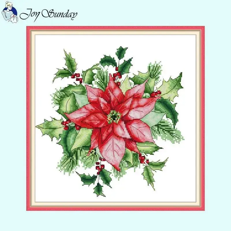 Christmas Beautiful Cross Stitch Kits Red Flower