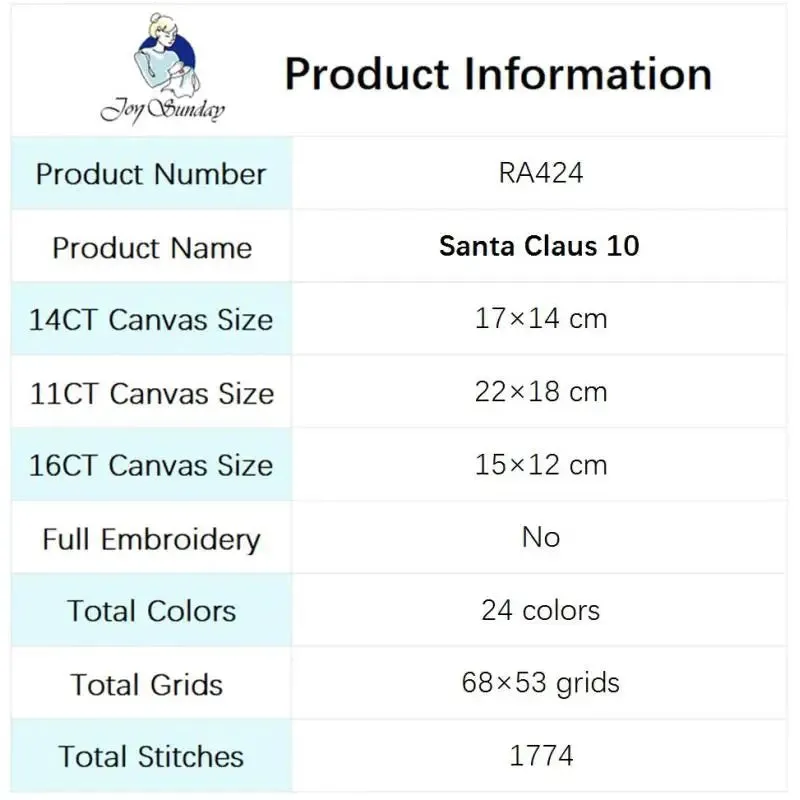 Christmas Cross Stitch Kits Cartoon Santa Claus Pattern