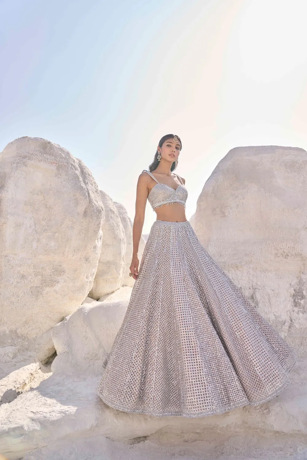 Coffee Silver Lehenga Set