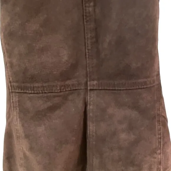 Coldwater Creek brown leather embroidered boho jacket size small