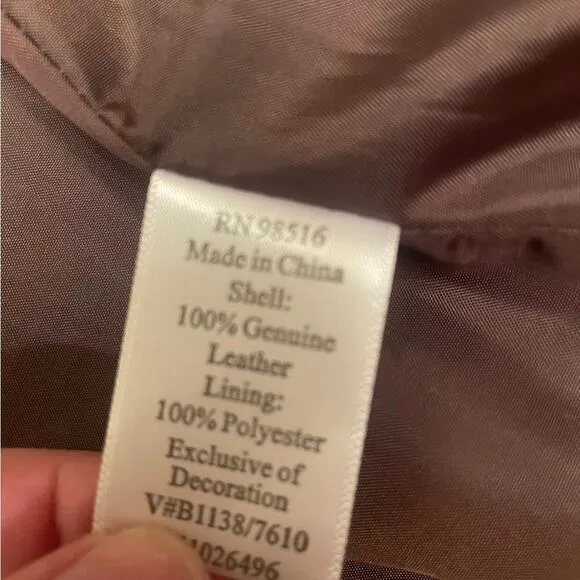 Coldwater Creek brown leather embroidered boho jacket size small