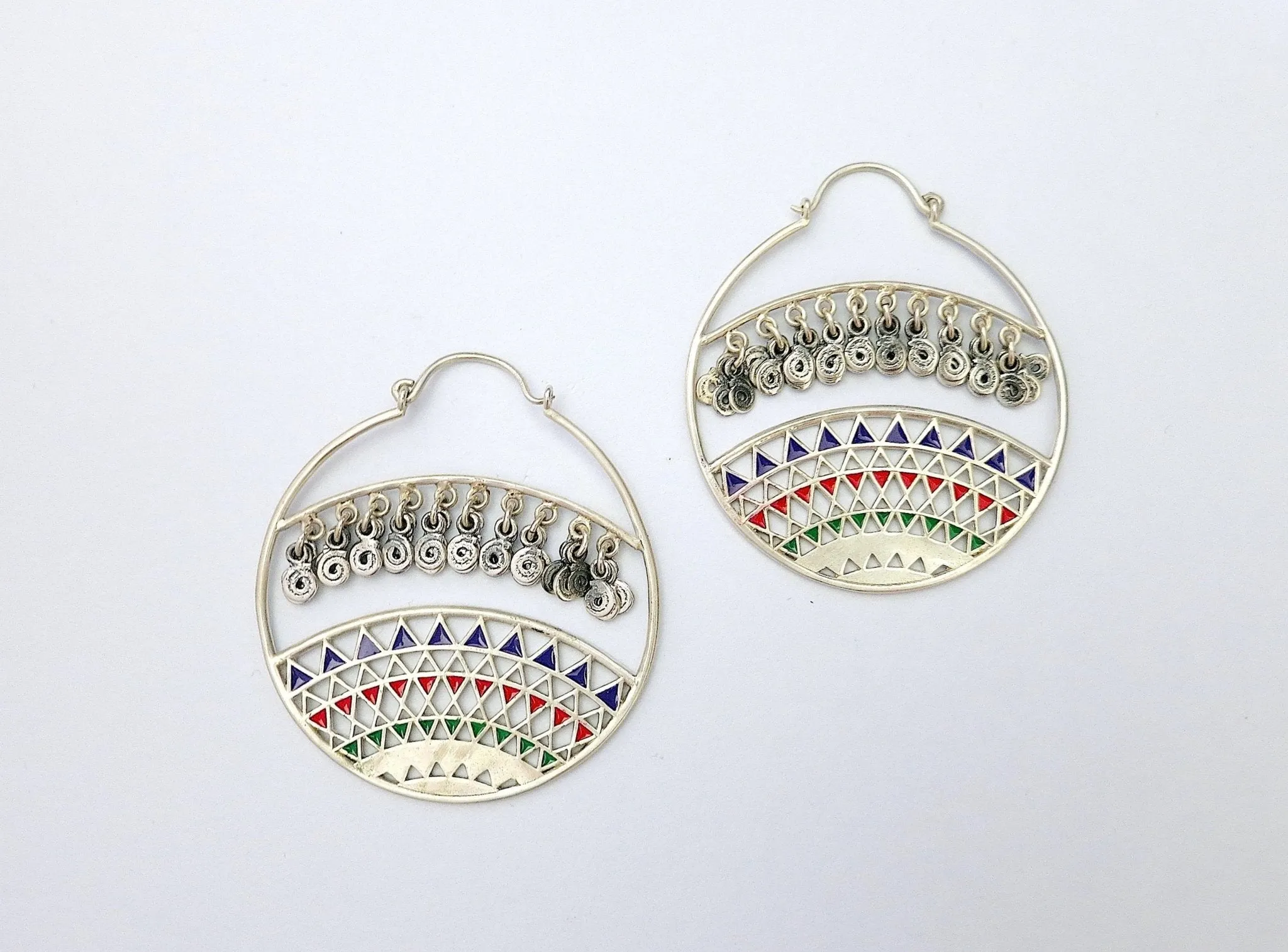 Conversation-starting, large Himachali hoops with fine enamel work