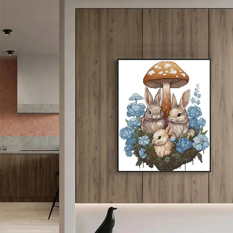 Cross Stitch Bunny Family Cartoon Animal Pattern Kit