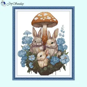 Cross Stitch Bunny Family Cartoon Animal Pattern Kit