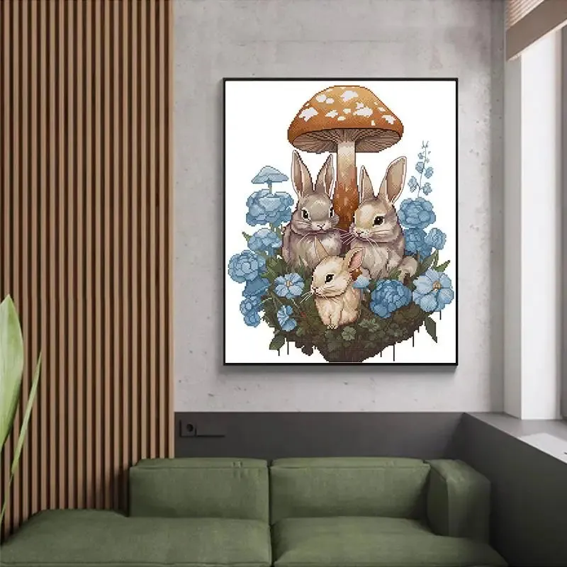 Cross Stitch Bunny Family Cartoon Animal Pattern Kit