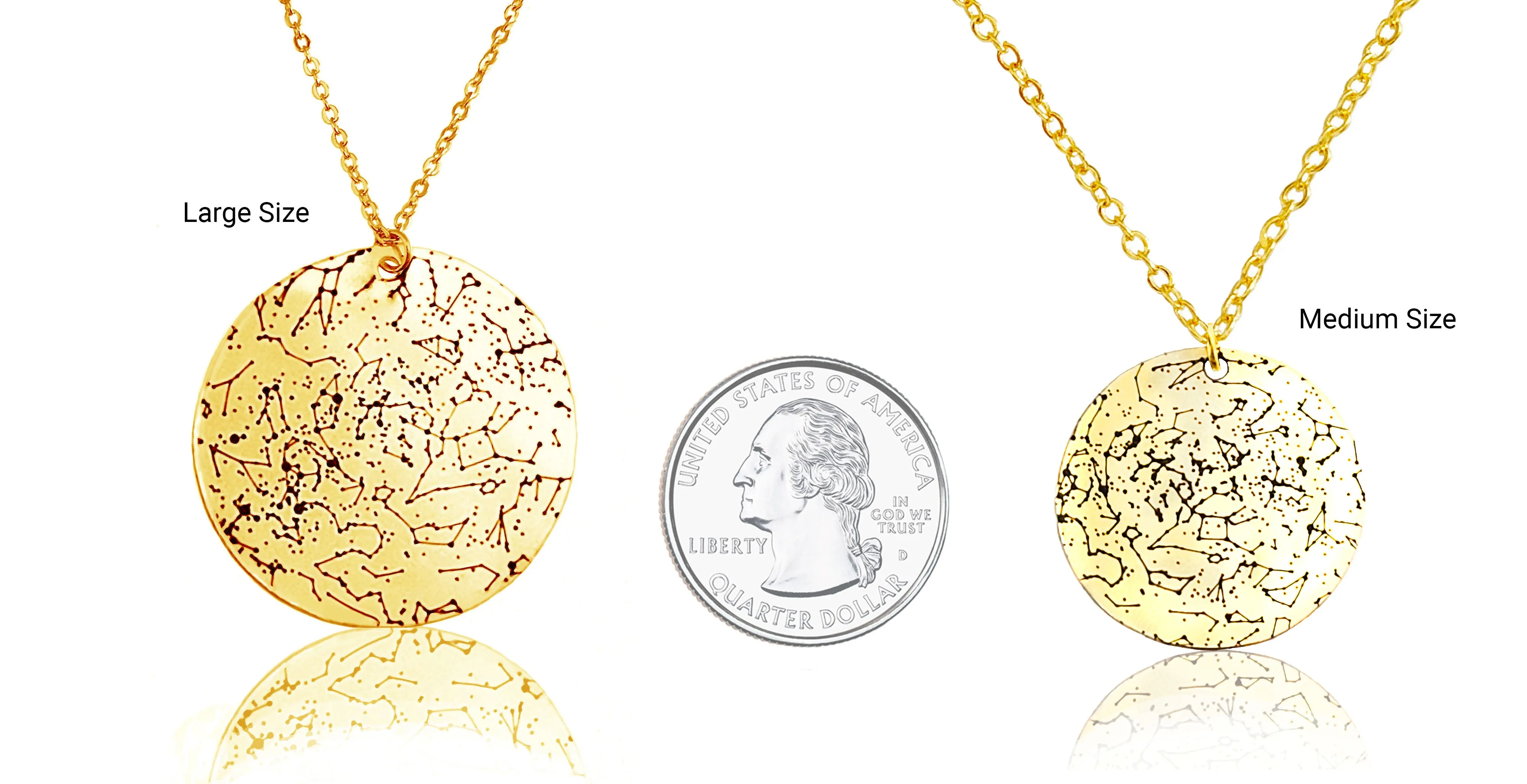 Custom Star Map Gold Filled Necklace Large Size