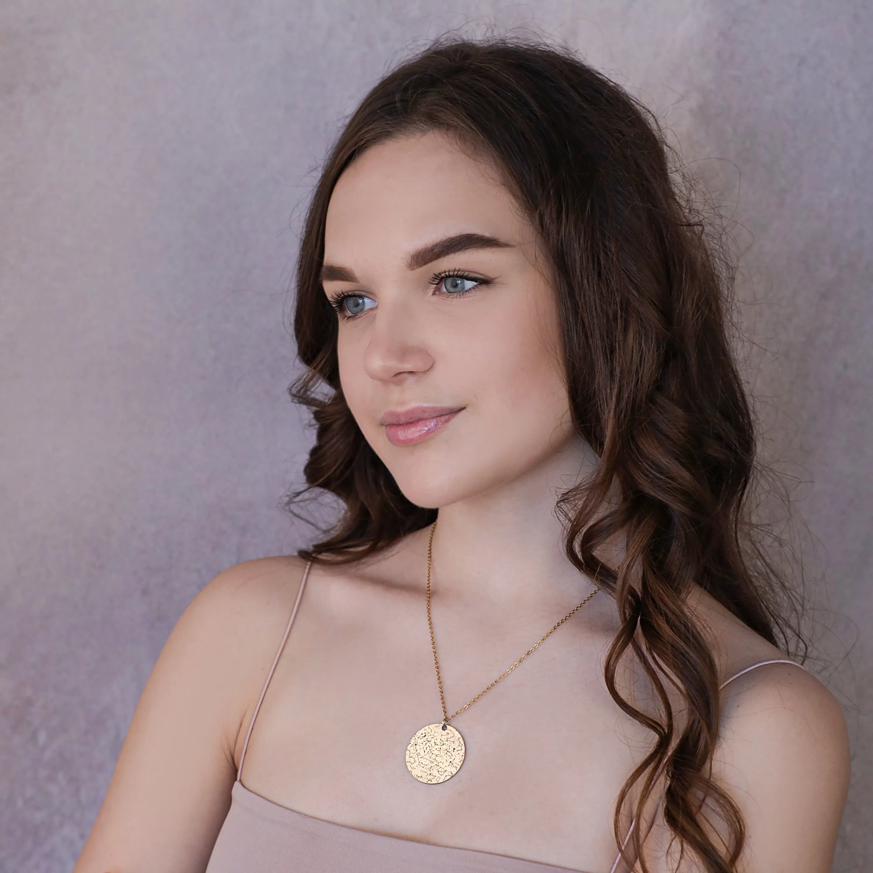 Custom Star Map Gold Filled Necklace Large Size