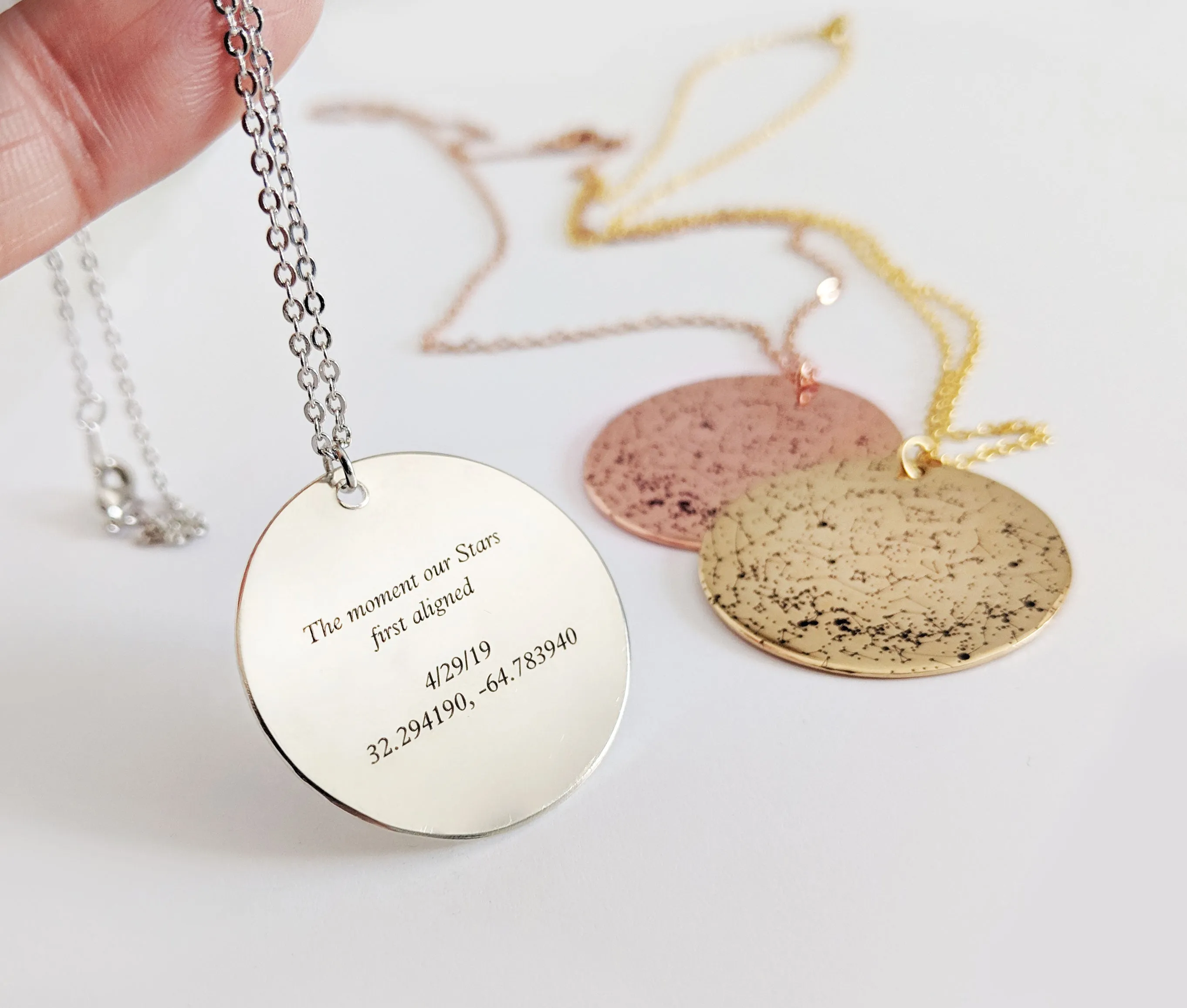 Custom Star Map Gold Filled Necklace Large Size