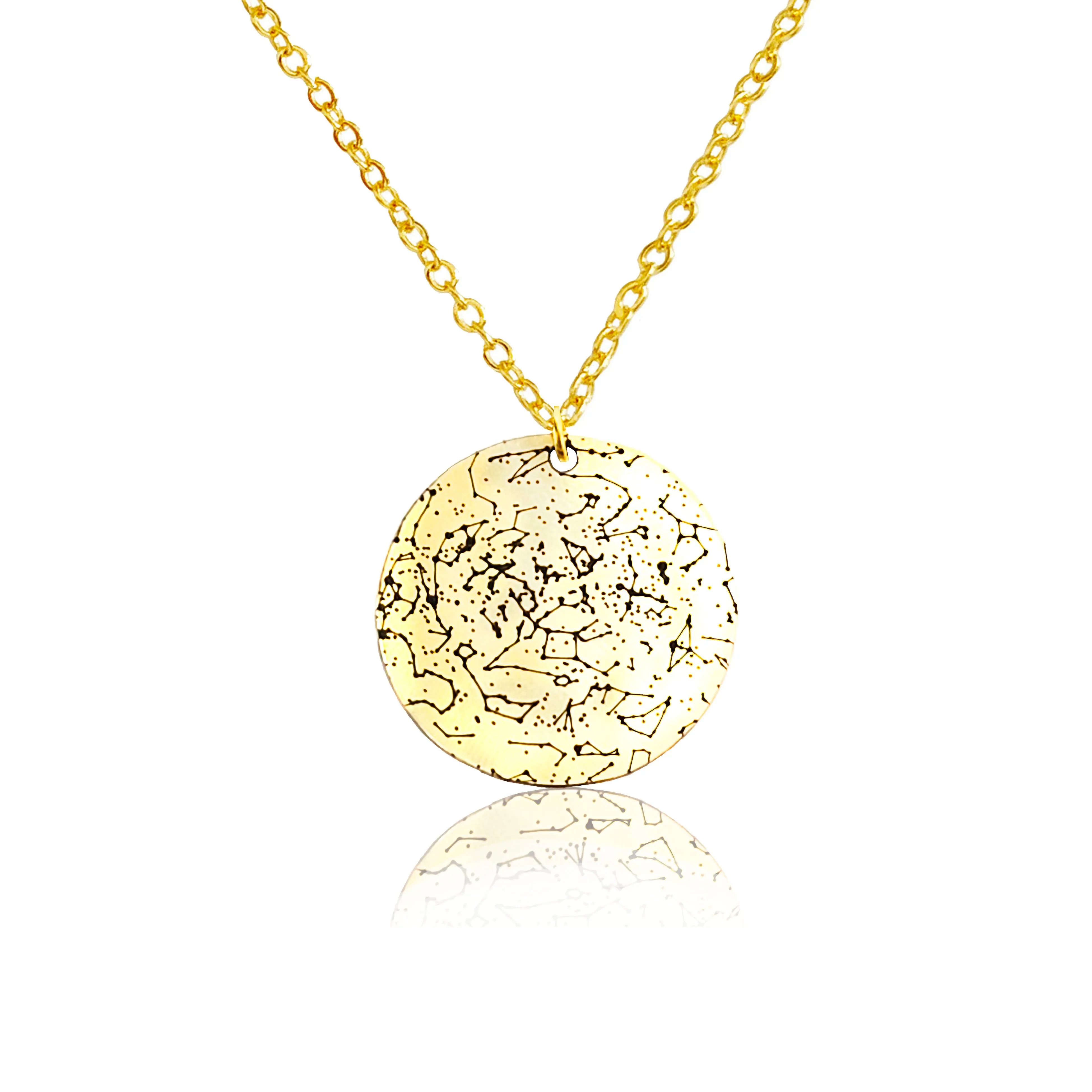 Custom Star Map Gold Filled Necklace Medium Size