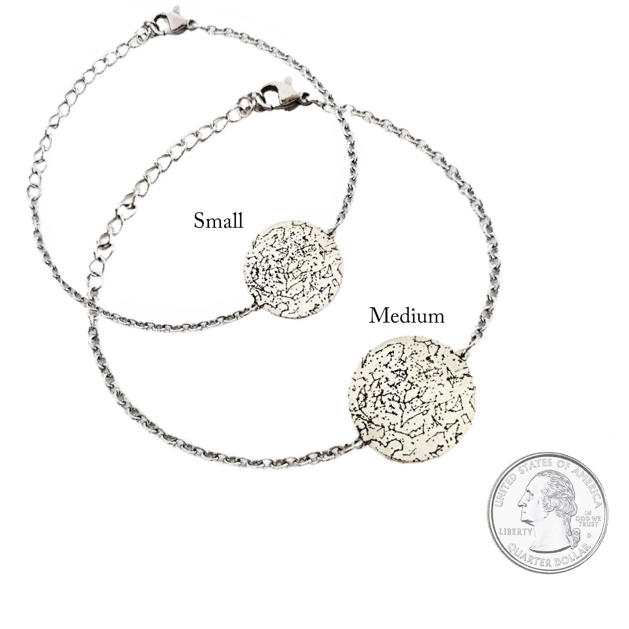 Custom Star Map Sterling Silver Bracelet Small Size