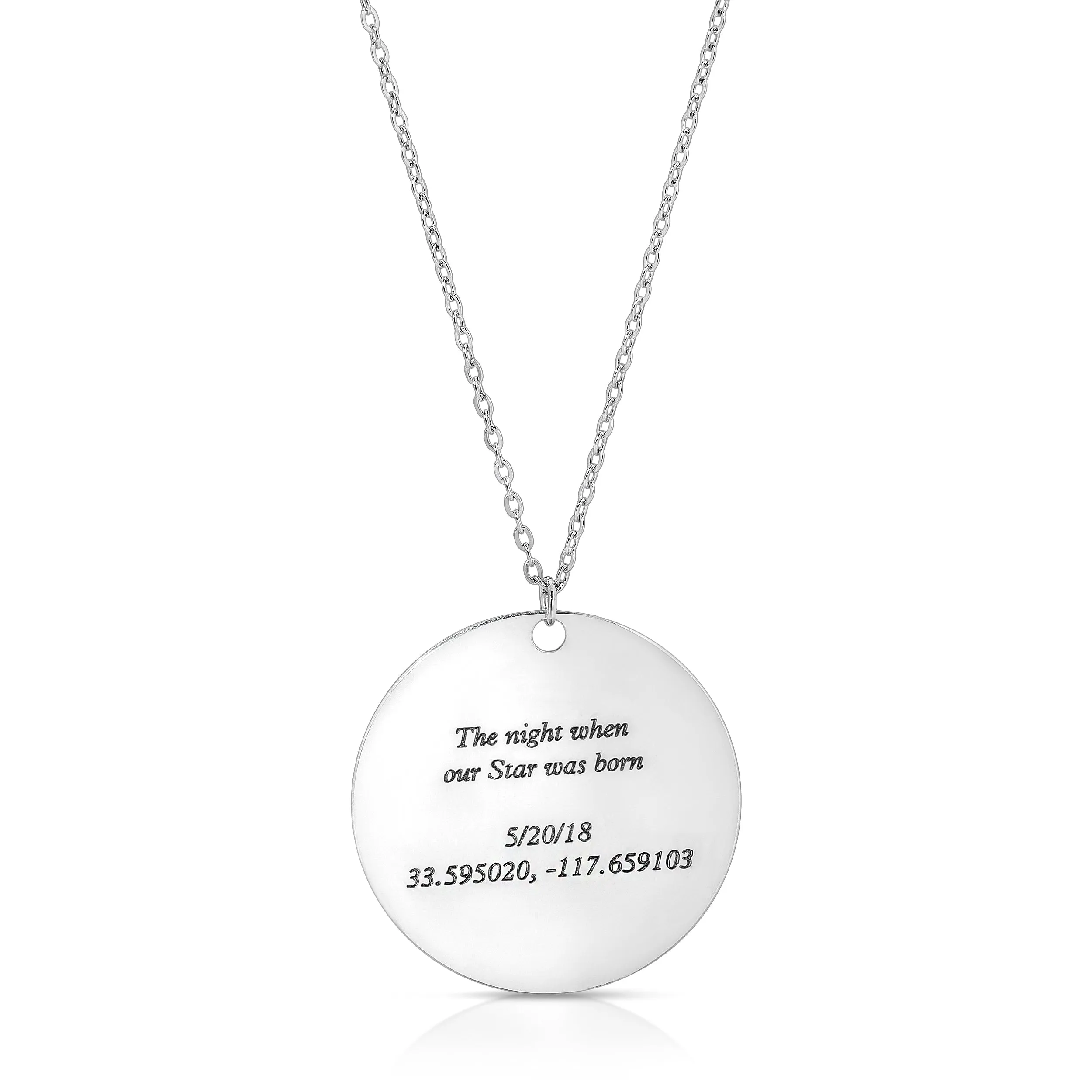 Custom Star Map Sterling Silver Necklace Medium Size