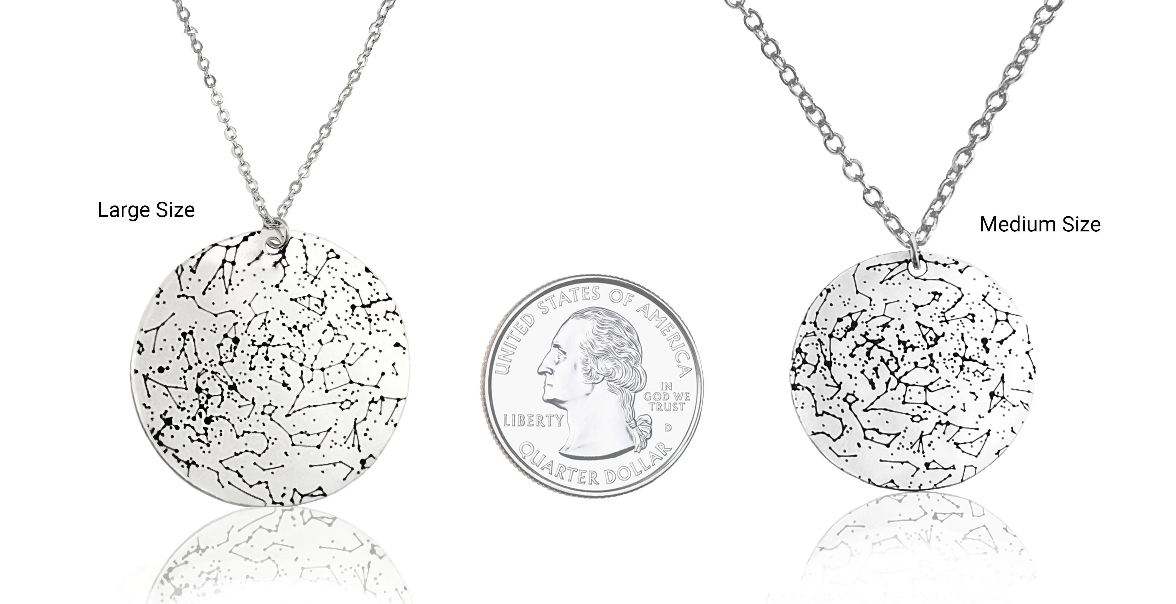 Custom Star Map Sterling Silver Necklace Medium Size