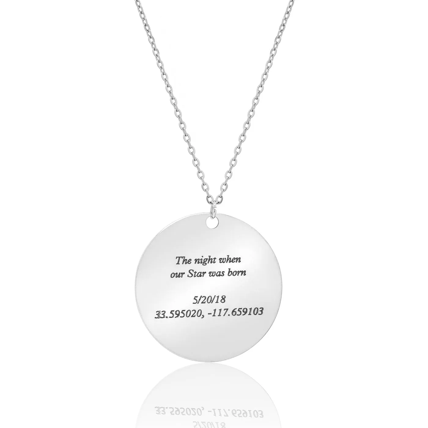Custom Star Map Sterling Silver Necklace Small Size