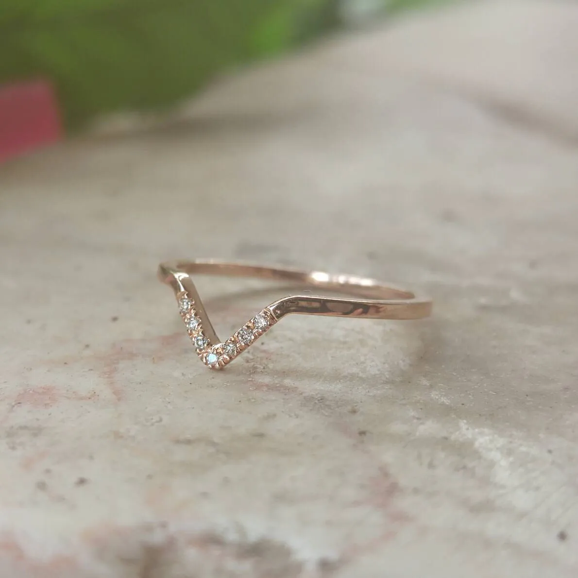 Dainty Chevron Diamond V Ring