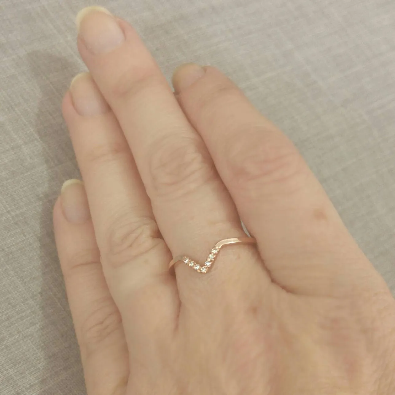 Dainty Chevron Diamond V Ring