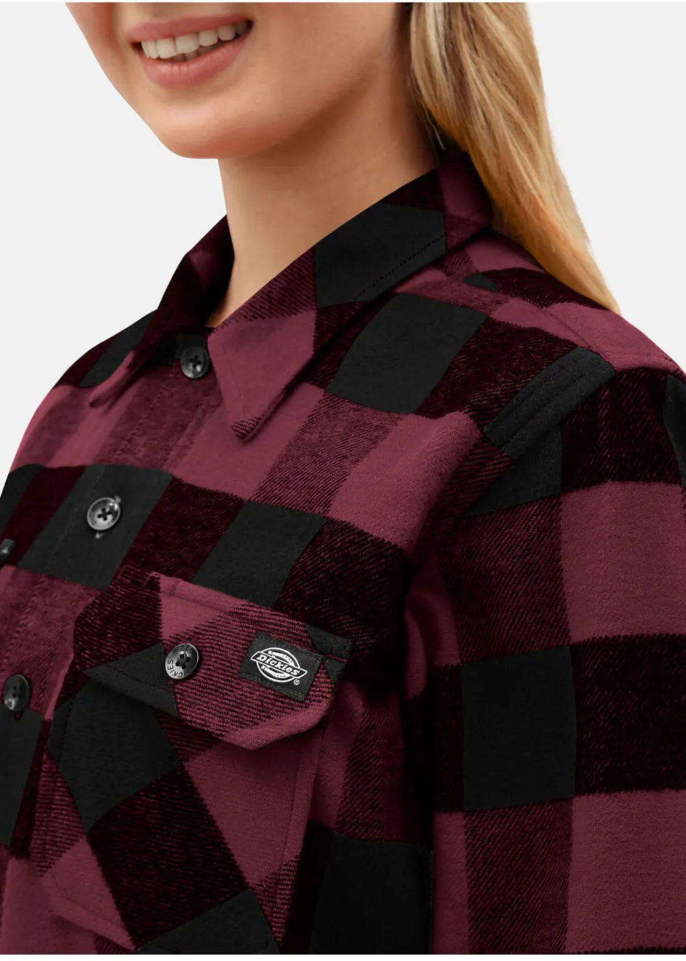 Dickies Mens Sacramento Flannel Shirt Maroon