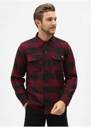 Dickies Mens Sacramento Flannel Shirt Maroon