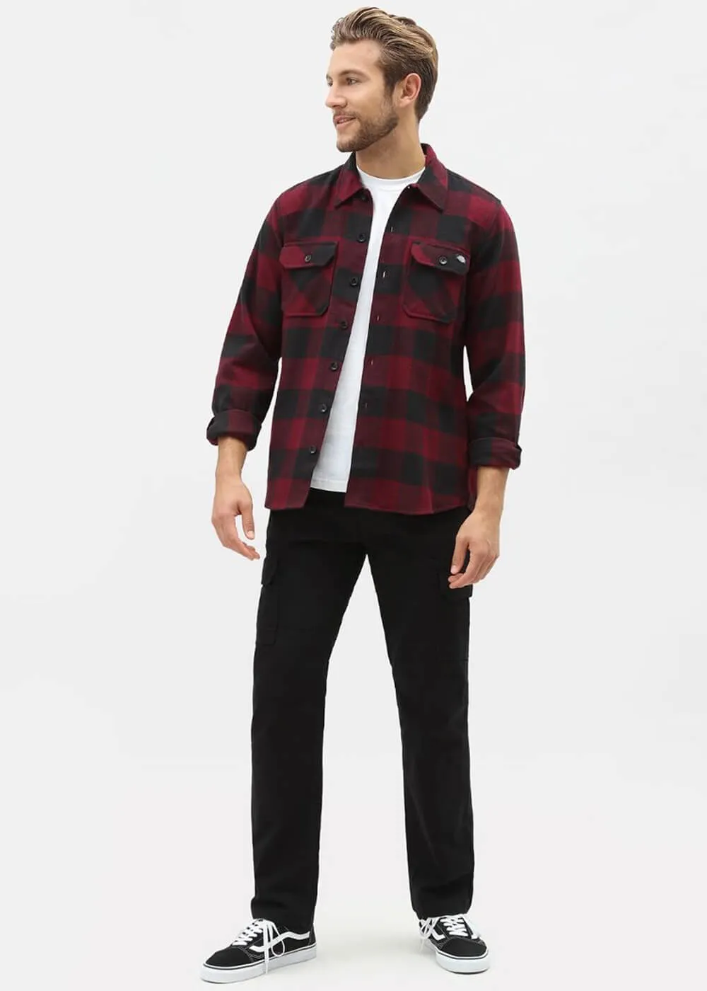 Dickies Mens Sacramento Flannel Shirt Maroon