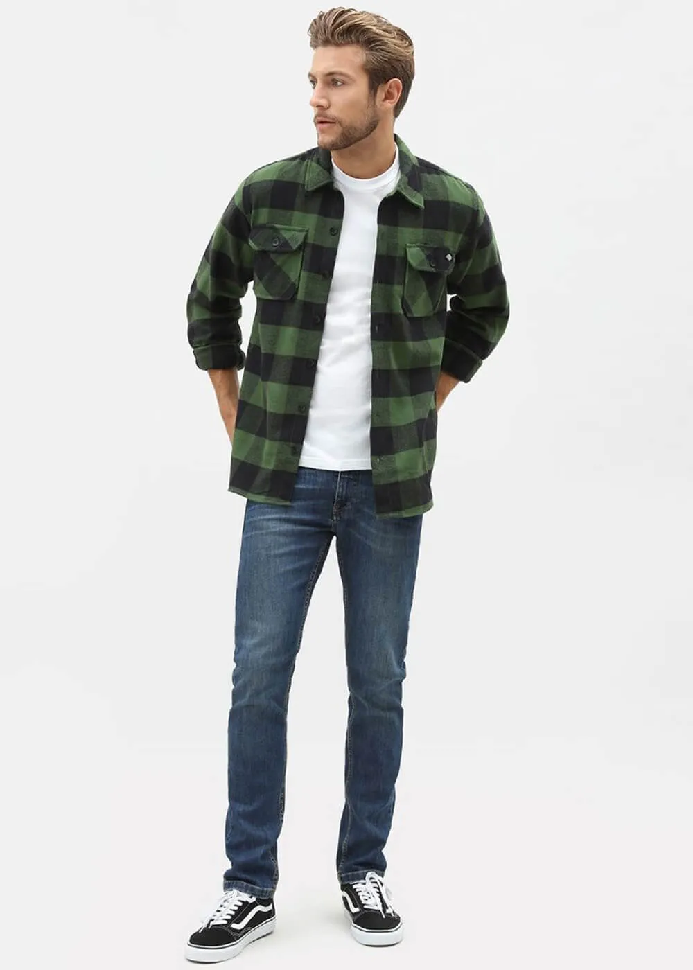 Dickies Mens Sacramento Flannel Shirt Pine Green