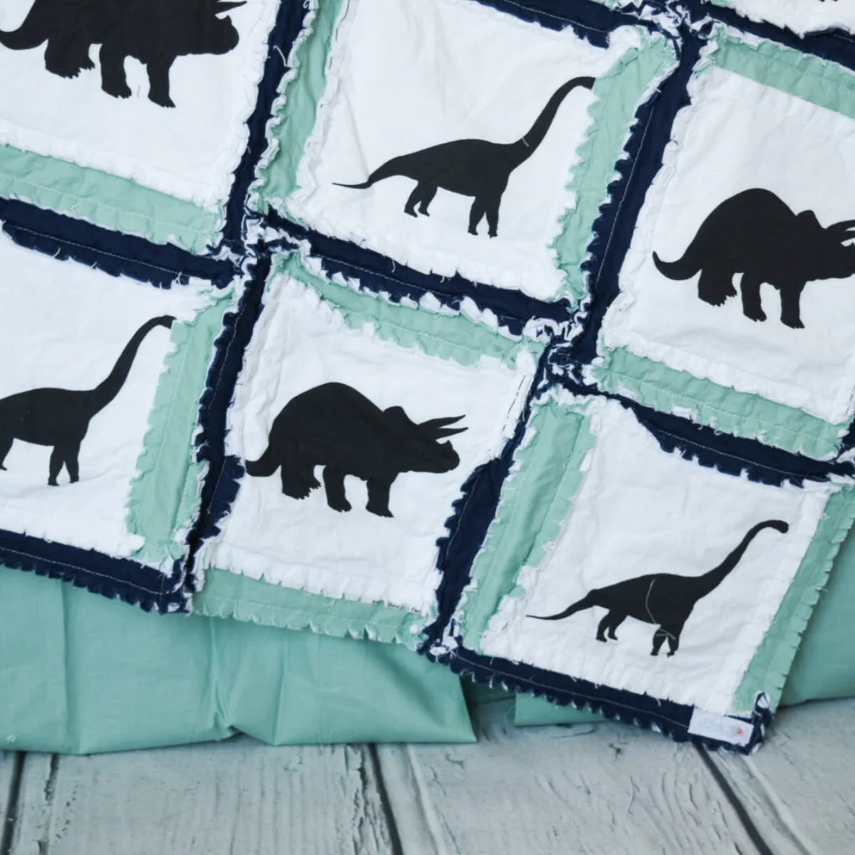 Dinosaur Crib Bedding | Mint / Gray