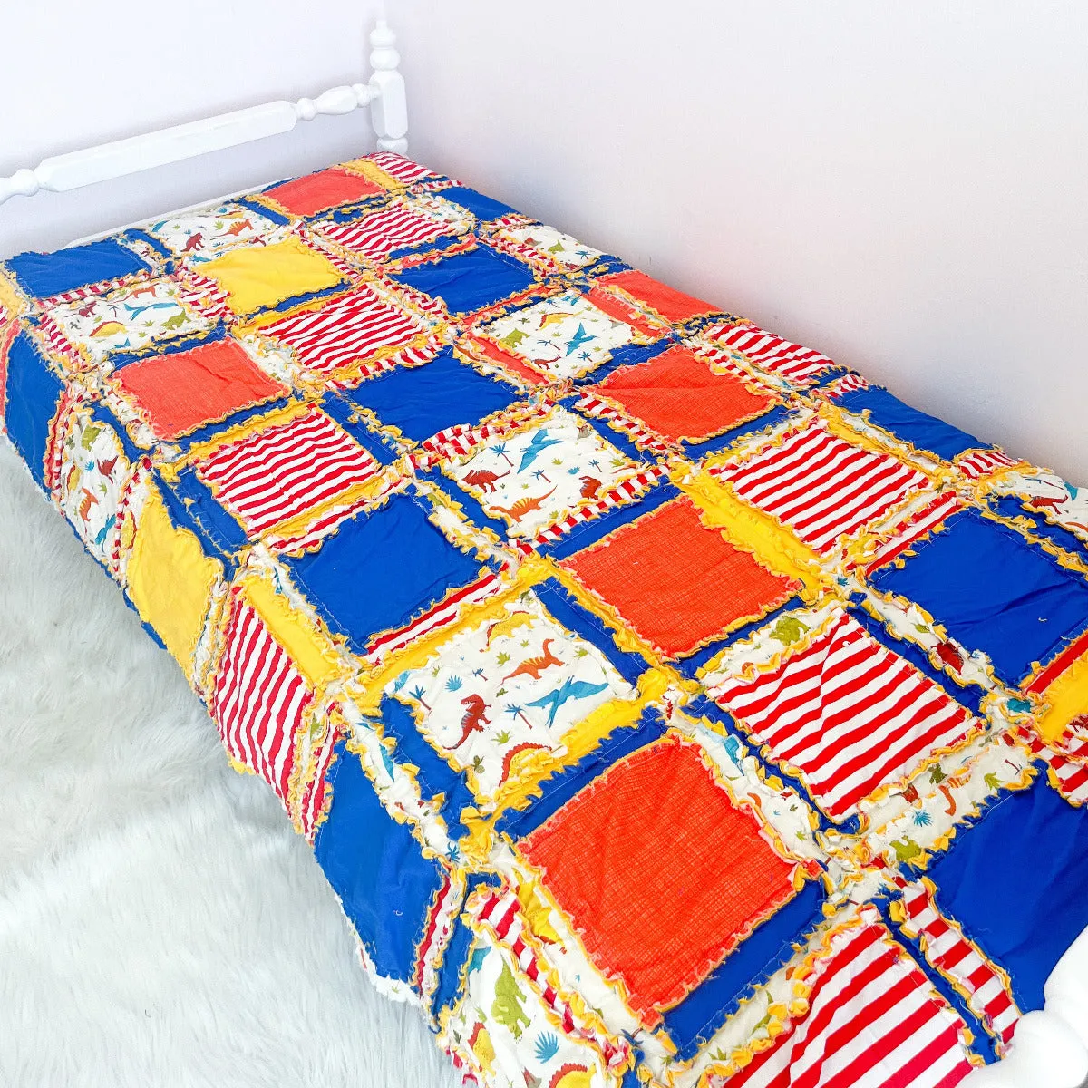 Dinosaur Crib Bedding | Red, Blue, Yellow