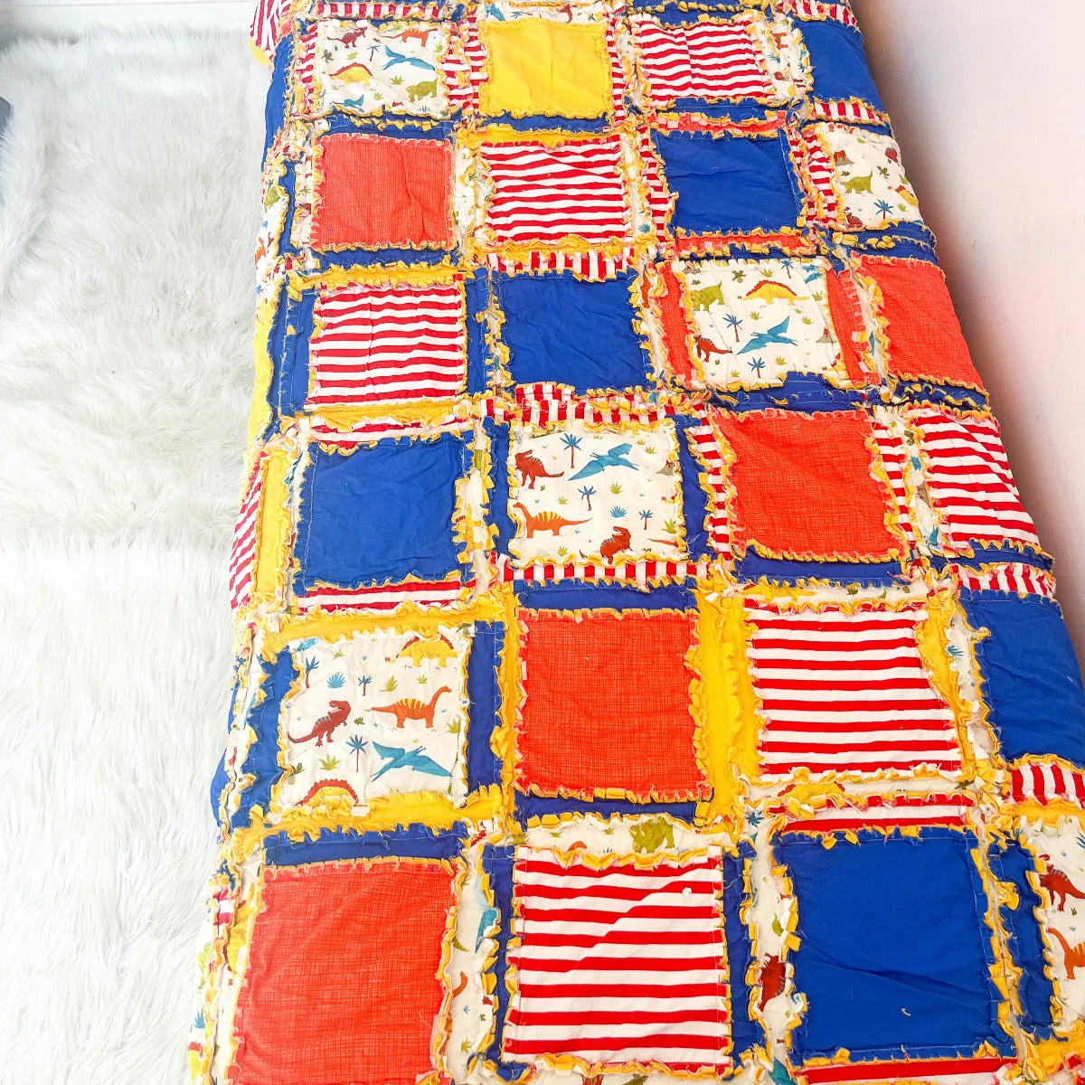 Dinosaur Crib Bedding | Red, Blue, Yellow