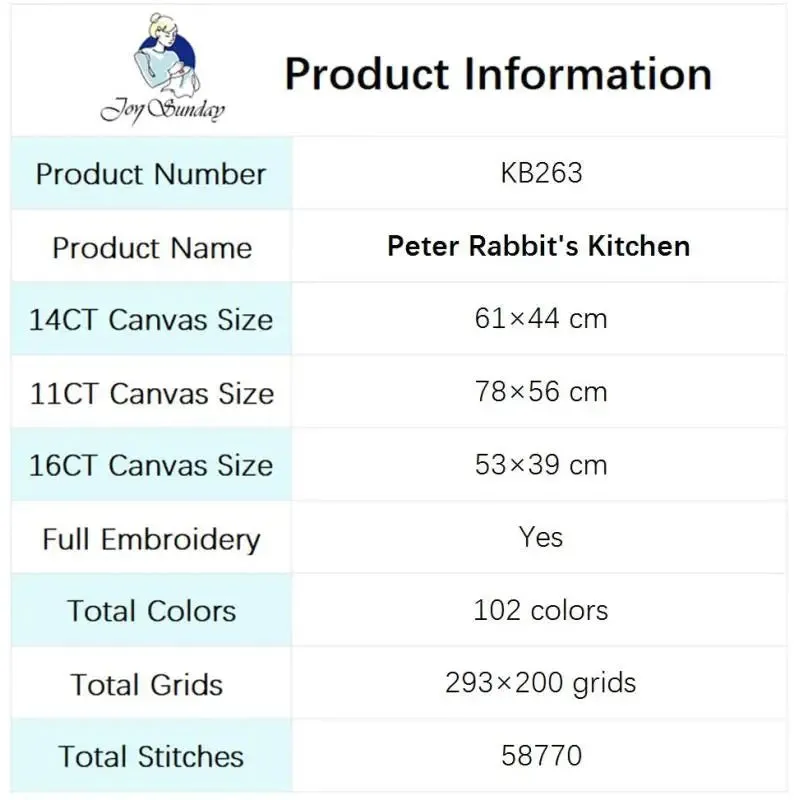 DIY Kids Handmade Cross Stitch Embroidery Bunny's Kitchen Cartoon