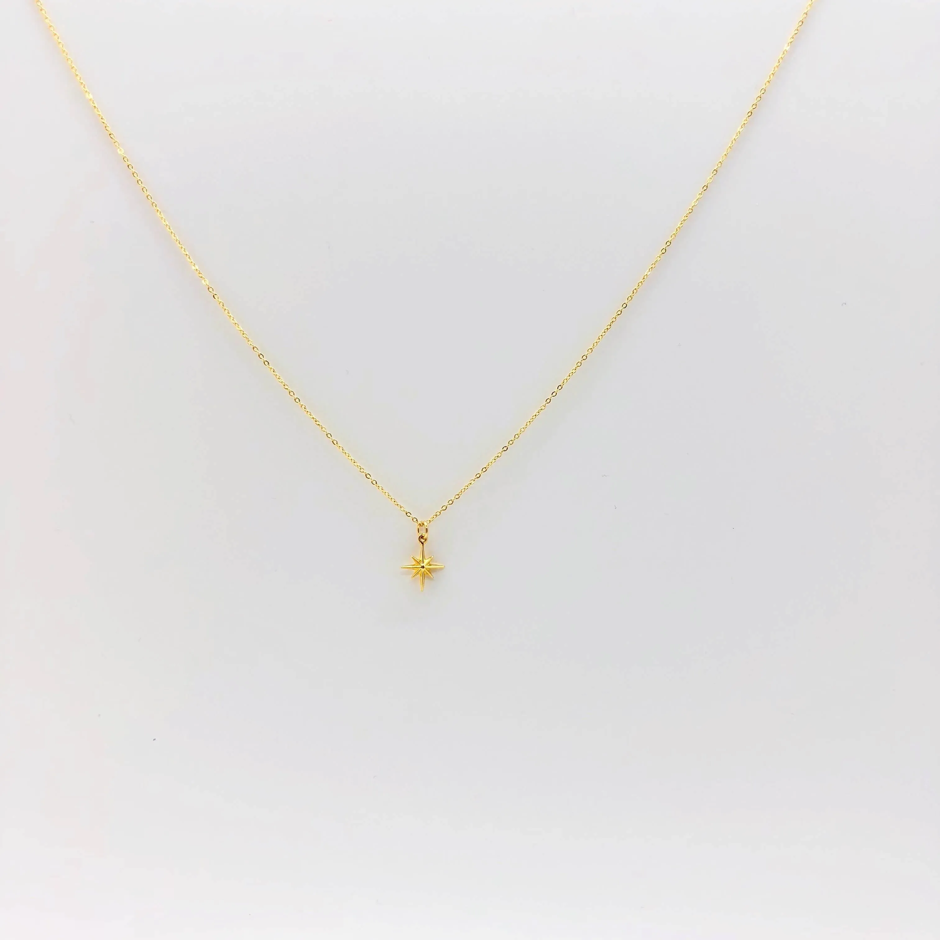 Eight Point North Star 14K Gold Necklace