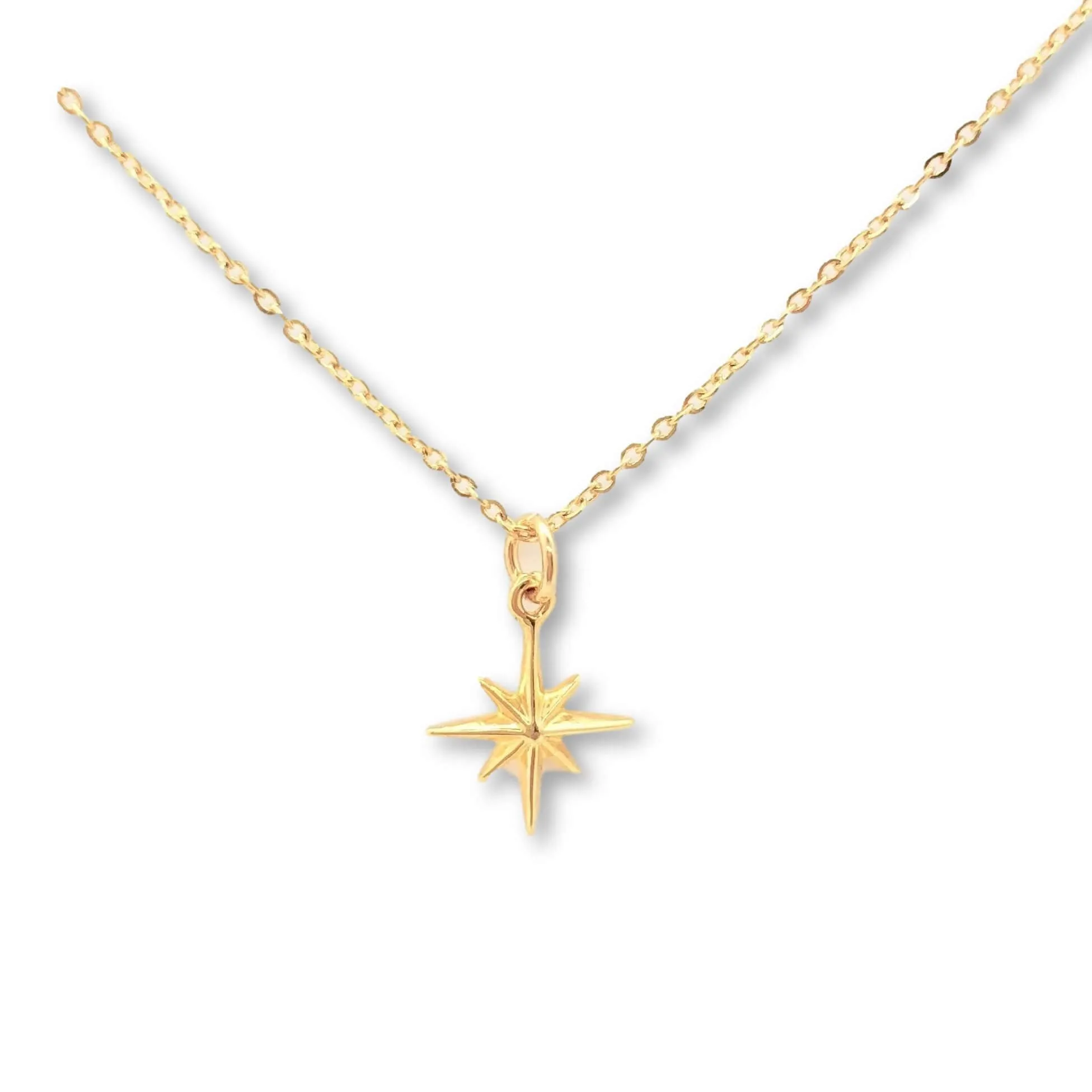 Eight Point North Star 14K Gold Necklace