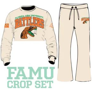 FAMU CREAM Chenille  CROP SET w/ FLARE Pants ()