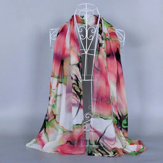 Fashion New Women Scarf Shawl Summer Boho Floral Printing Long Scraves Ladies Luxury Brand Wrap Scarf #ED