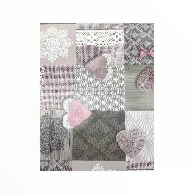 Flannel Backed Vintage Hearts Plastic Tabling 140 cm